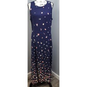 E.D. Michaels Long Maxi Dress Womens 16 Multi Floral Sleeveless Criss Cross Back